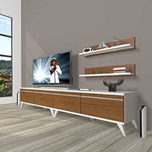 Eko 220t Mdf Retro Tv Ünitesi Tv Sehpası Beyaz - Ceviz