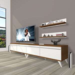 Eko 220t Mdf Retro Tv Ünitesi Tv Sehpası Ceviz Beyaz
