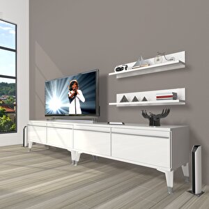 Eko 220t Mdf Silver Tv Ünitesi Tv Sehpası Parlak Beyaz