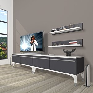 Eko 220t Mdf Silver Tv Ünitesi Tv Sehpası Beyaz - Antrasit