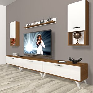 Eko 270da Mdf Retro Tv Ünitesi Tv Sehpası Ceviz Beyaz