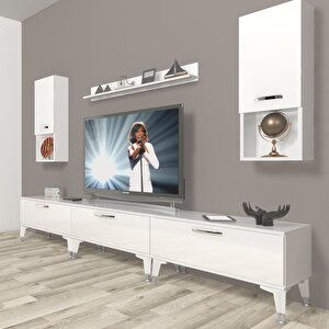 Eko 270da Mdf Silver Tv Ünitesi Tv Sehpası Parlak Beyaz
