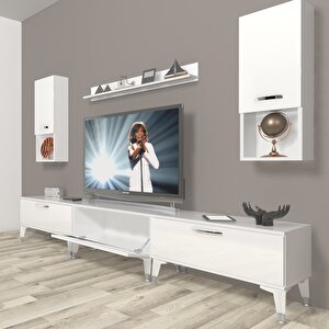 Eko 270da Mdf Silver Tv Ünitesi Tv Sehpası Parlak Beyaz