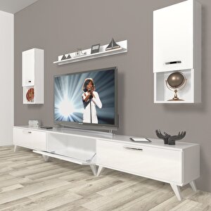 Eko 270da Slm Retro Tv Ünitesi Tv Sehpası Parlak Beyaz