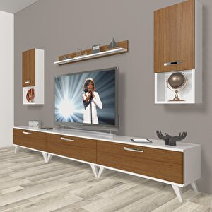 Eko 270da Slm Retro Tv Ünitesi Tv Sehpası Beyaz - Ceviz