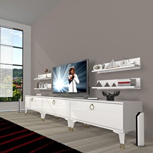 Eko 270r Mdf Gold Tv Ünitesi Tv Sehpası Beyaz - Antrasit