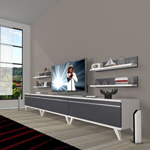 Eko 270r Mdf Retro Tv Ünitesi Tv Sehpası Beyaz - Antrasit