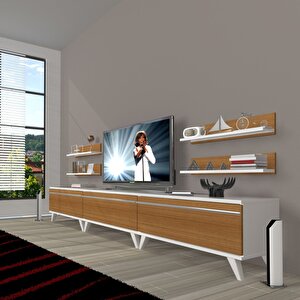 Eko 270r Mdf Retro Tv Ünitesi Tv Sehpası Beyaz - Ceviz