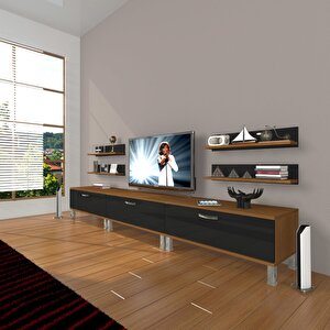 Eko 270r Slm Krom Ayaklı Tv Ünitesi Tv Sehpası Ceviz-Siyah