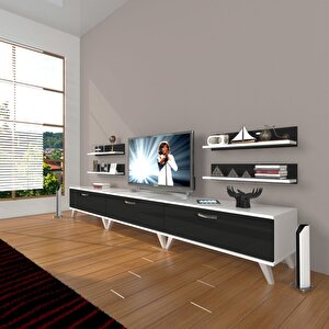 Eko 270r Slm Retro Tv Ünitesi Tv Sehpası Beyaz - Siyah
