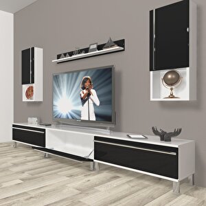 Eko 270ta Mdf Krom Ayaklı Tv Ünitesi Tv Sehpası Beyaz - Siyah
