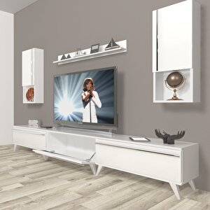 Eko 270ta Mdf Retro Tv Ünitesi Tv Sehpası Parlak Beyaz