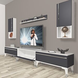 Eko 270ta Mdf Silver Tv Ünitesi Tv Sehpası Beyaz - Antrasit