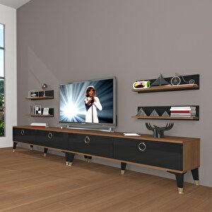 Eko 360r Mdf Gold Tv Ünitesi Tv Sehpası Ceviz-Siyah