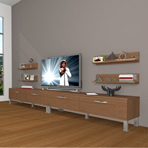 Eko 360r Slm Krom Ayaklı Tv Ünitesi Tv Sehpası Naturel Ceviz