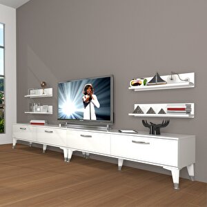 Eko 360r Slm Silver Tv Ünitesi Tv Sehpası Parlak Beyaz