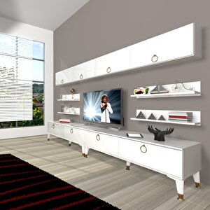 Eko 360y Mdf Gold Tv Ünitesi Tv Sehpası Parlak Beyaz
