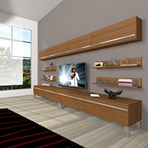 Eko 360y Mdf Krom Ayaklı Tv Ünitesi Tv Sehpası Naturel Ceviz