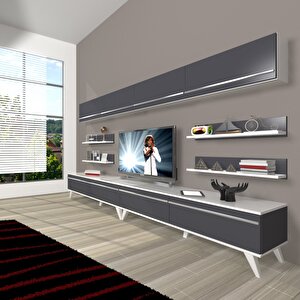 Eko 360y Mdf Retro Tv Ünitesi Tv Sehpası Beyaz - Antrasit