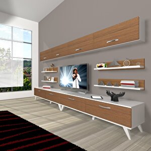 Eko 360y Slm Retro Tv Ünitesi Tv Sehpası Beyaz - Ceviz