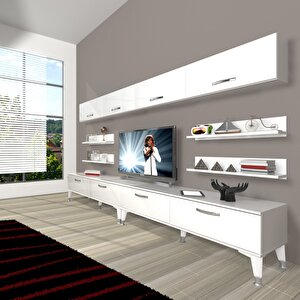 Eko 360y Slm Silver Tv Ünitesi Tv Sehpası Parlak Beyaz