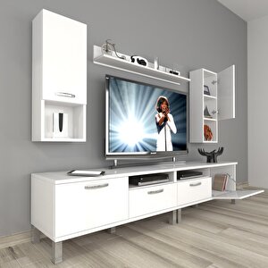 Eko 5200da Mdf Krom Ayaklı Tv Ünitesi Tv Sehpası Parlak Beyaz