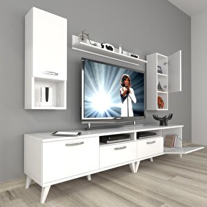 Eko 5200da Mdf Retro Tv Ünitesi Tv Sehpası Parlak Beyaz