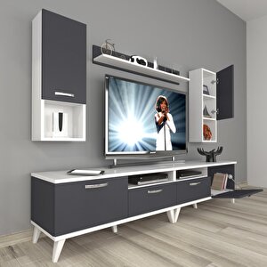 Eko 5200da Mdf Retro Tv Ünitesi Tv Sehpası Beyaz - Antrasit