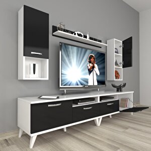 Eko 5200da Mdf Retro Tv Ünitesi Tv Sehpası Beyaz - Siyah