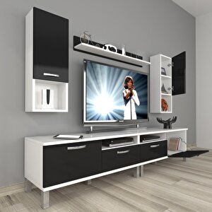 Eko 5200da Slm Krom Ayaklı Tv Ünitesi Tv Sehpası Beyaz - Siyah