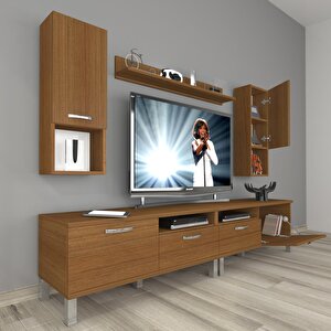 Eko 5200da Slm Krom Ayaklı Tv Ünitesi Tv Sehpası Naturel Ceviz