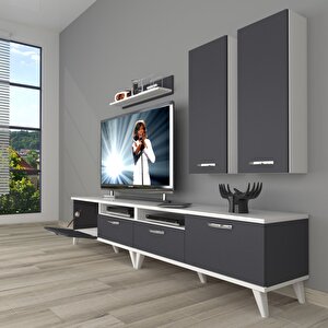 Eko 5200d Mdf Retro Tv Ünitesi Tv Sehpası Beyaz - Antrasit