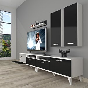 Eko 5200d Mdf Retro Tv Ünitesi Tv Sehpası Beyaz - Siyah