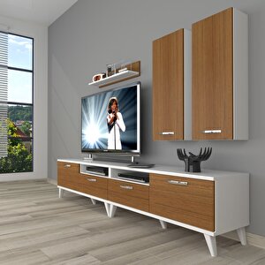 Eko 5200d Slm Retro Tv Ünitesi Tv Sehpası Beyaz - Ceviz