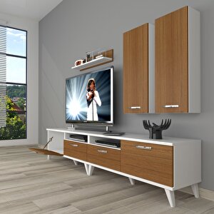 Eko 5200d Slm Retro Tv Ünitesi Tv Sehpası Beyaz - Ceviz
