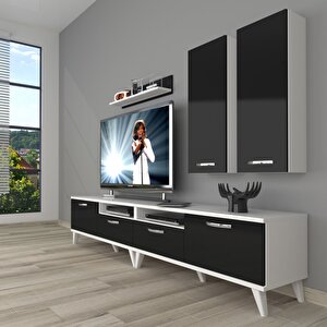 Eko 5200d Slm Retro Tv Ünitesi Tv Sehpası Beyaz - Siyah