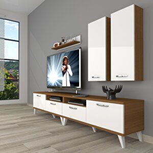 Eko 5200d Slm Retro Tv Ünitesi Tv Sehpası Ceviz Beyaz