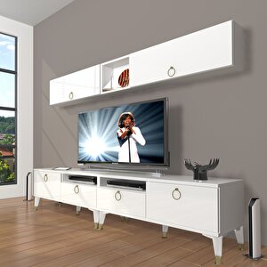Eko 5200 Mdf Gold Tv Ünitesi Tv Sehpası Parlak Beyaz