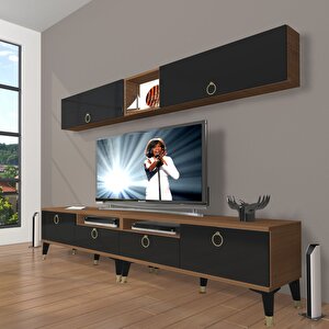 Eko 5200 Mdf Gold Tv Ünitesi Tv Sehpası Ceviz-Siyah