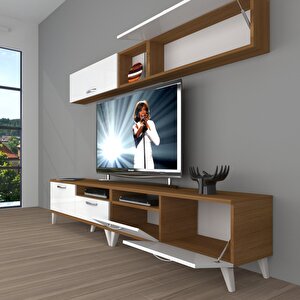 Eko 5200 Mdf Retro Tv Ünitesi Tv Sehpası Ceviz Beyaz