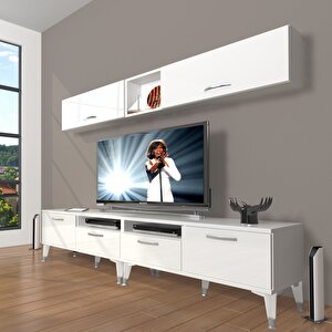 Eko 5200 Mdf Silver Tv Ünitesi Tv Sehpası Parlak Beyaz