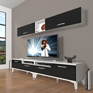 Eko 5200 Mdf Silver Tv Ünitesi Tv Sehpası Beyaz - Siyah