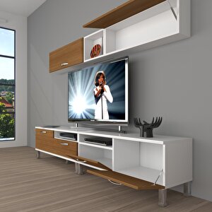 Eko 5200 Slm Krom Ayaklı Tv Ünitesi Tv Sehpası Beyaz - Ceviz