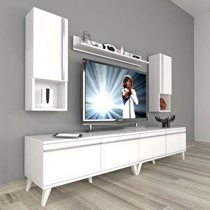 Eko 5200ta Mdf Retro Tv Ünitesi Tv Sehpası Parlak Beyaz