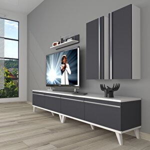 Eko 5200t Mdf Retro Tv Ünitesi Tv Sehpası Beyaz - Antrasit