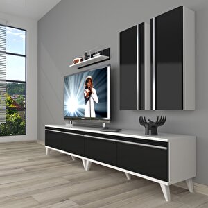 Eko 5200t Mdf Retro Tv Ünitesi Tv Sehpası Beyaz - Siyah