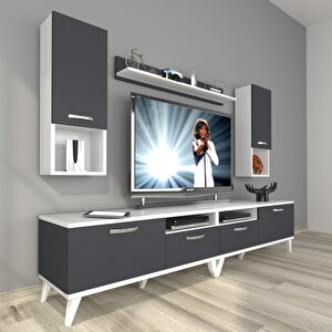 Eko 5220da Mdf Retro Tv Ünitesi Tv Sehpası Beyaz - Antrasit