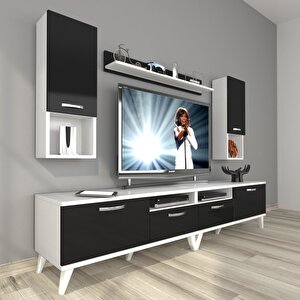 Eko 5220da Mdf Retro Tv Ünitesi Tv Sehpası Beyaz - Siyah