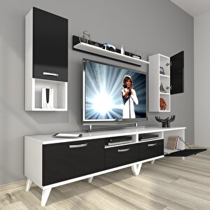 Eko 5220da Mdf Retro Tv Ünitesi Tv Sehpası Beyaz - Siyah