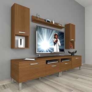Eko 5220da Slm Krom Ayaklı Tv Ünitesi Tv Sehpası Naturel Ceviz